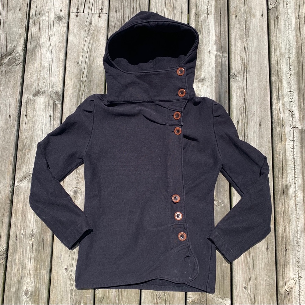 Black Structured Sweatshirt Jacket